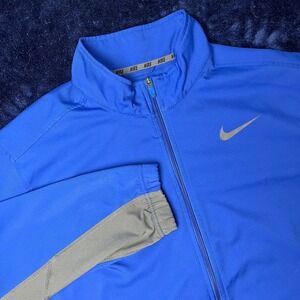 Nike Dri FIT Training Jacket XXL Full Zip Blue Gray Mens‎ Lightweight